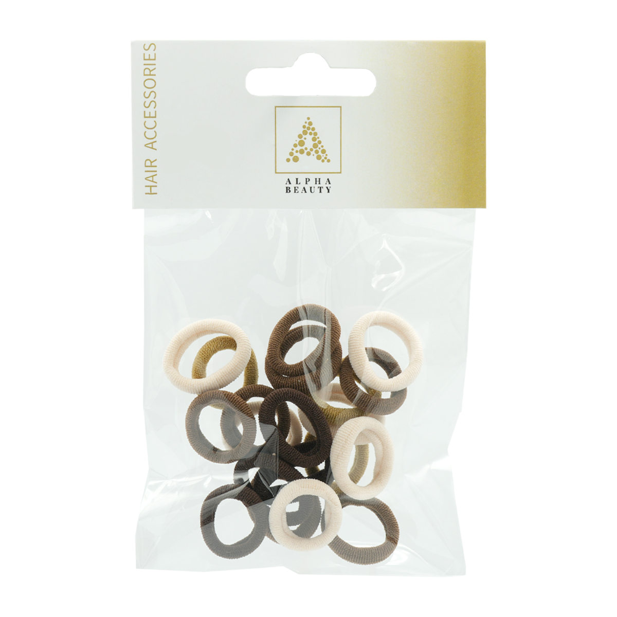 ALPHA BEAUTY SMALL HAIR TIES BROWN COLORS 2CM - 20PCS