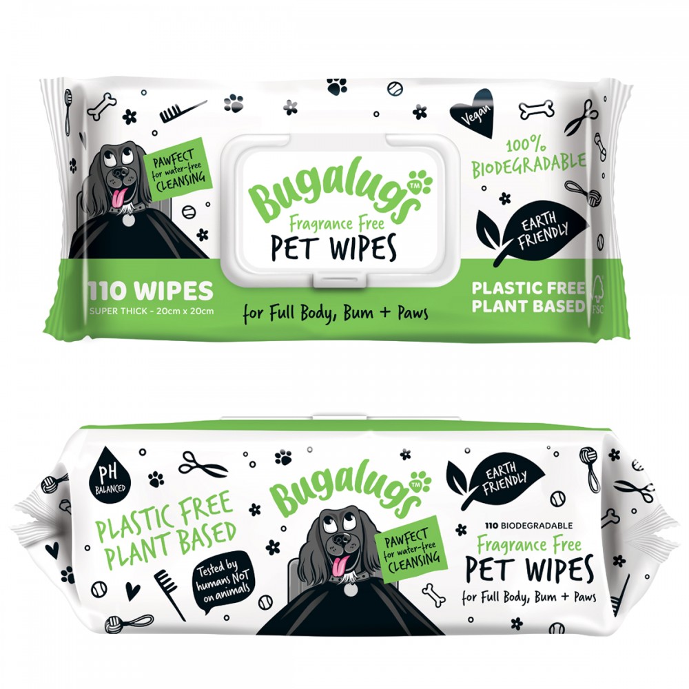 Fragrance Free Pet Wipes for Full Body, Bum & Paws 110pcs