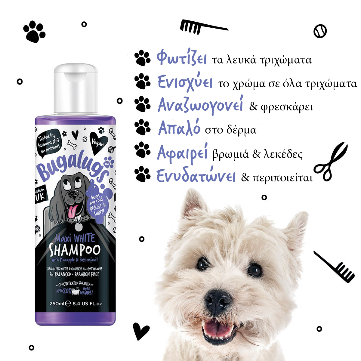 Maxi White Whitening Dog Shampoo with Pineapple & Passionfruit 250ml