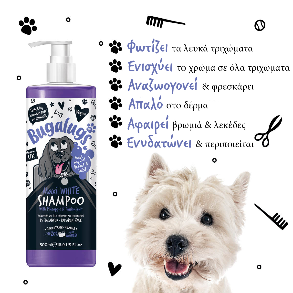 Maxi White Whitening Dog Shampoo with Pineapple & Passionfruit 500ml