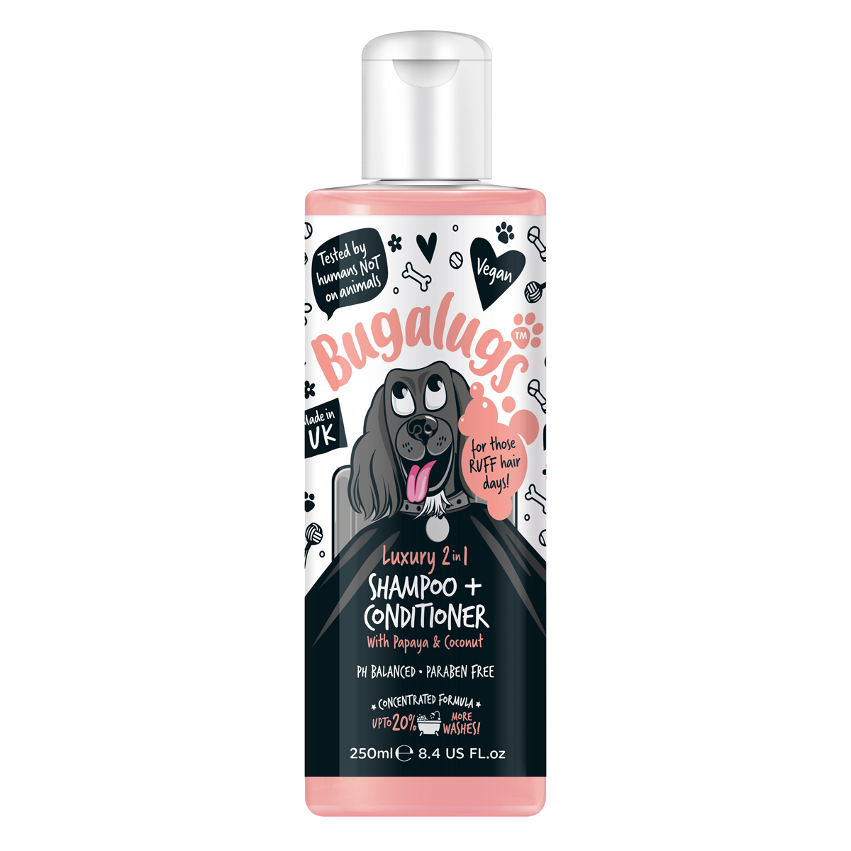 Luxury 2 in 1 Dog Shampoo & Conditioner with Papaya & Coconut 250ml