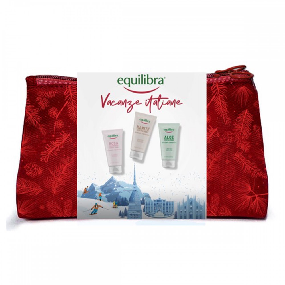 EQUILIBRA GIFT SET - 3 HAND CREAMS 75 ML & TOILETRY BAG