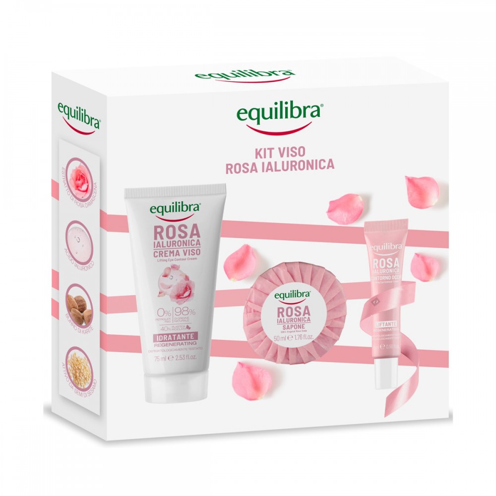 EQUILIBRA GIFT SET ROSE FACE CREAM 75 ML, EYE CONTOUR CREAM 15 ML & HAND SOAP