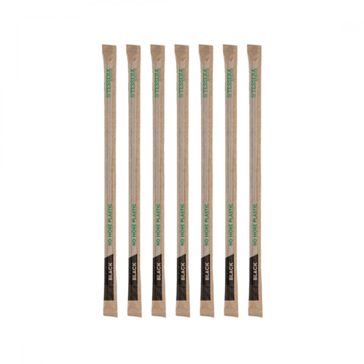 Paper Straws FSC® Black Straight Ø 0.42 x 17cm Wrapped 1/1