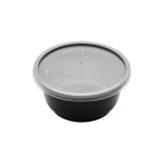 M/W PP ROUND FOOD CONTAINER INJECTION 24oz BLACK & LID SET 50pcs