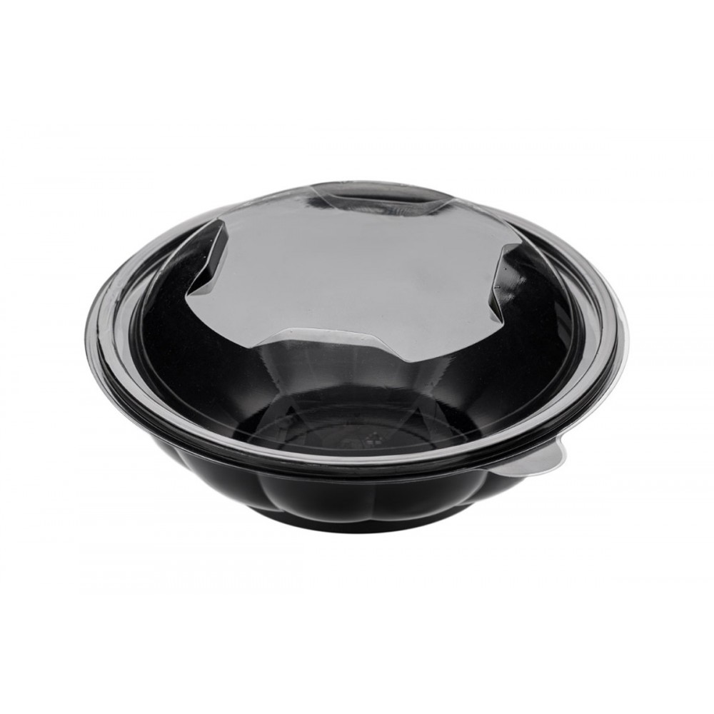 PS BLACK FOOD CONTAINER ROUND 1000cc WITHOUT LIDS 50pcs