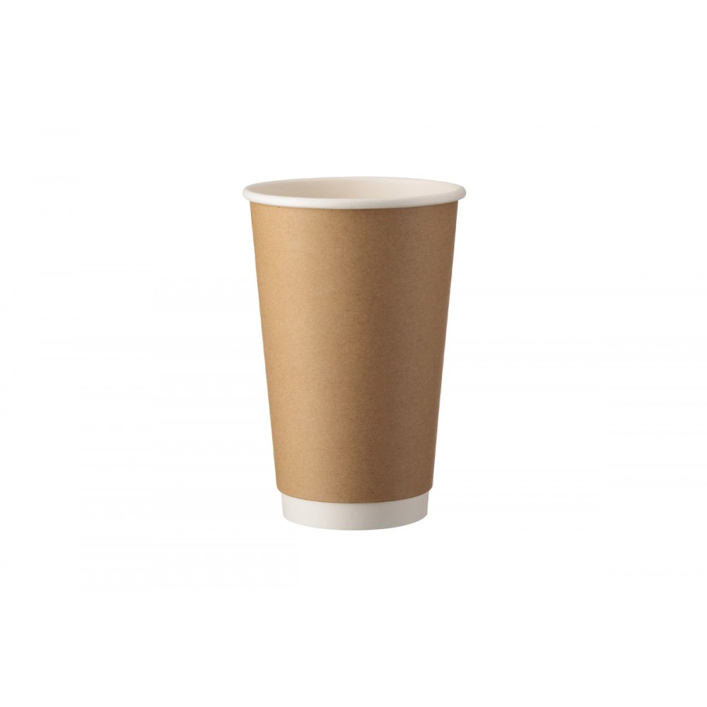 Double Wall Paper Cups 16oz Kraft / Inner White Colour