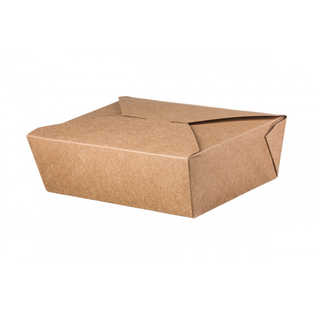 Kraft Paper Food Boxes Folder-Shaped 1000 ml