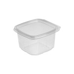 PET Rectangular Food Containers 375 ml with Hinged Flat Lid