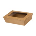 Kraft Paper Food Containers 1600ml with Intergrated Lid with PET Window