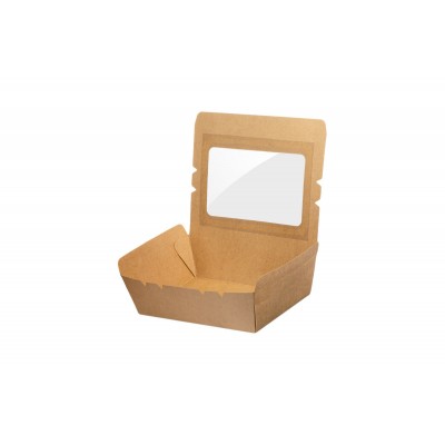 Kraft Paper Food Containers 700 ml with PET Safelock Lid (SET)