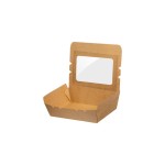 Kraft Paper Food Containers  900ml with Intergrated Lid with PET Window