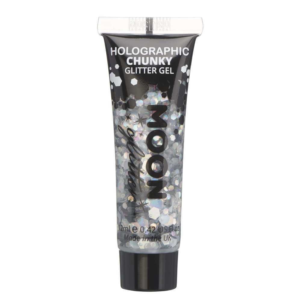 MOON CREATIONS G17 HOLOGRAPHIC CHUNKY GLITTER GEL SILVER 12ml