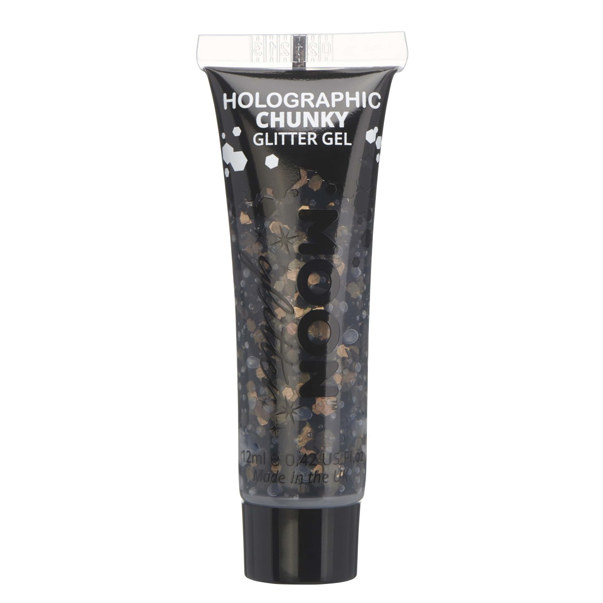 MOON CREATIONS G17 HOLOGRAPHIC CHUNKY GLITTER GEL BLACK 12ml