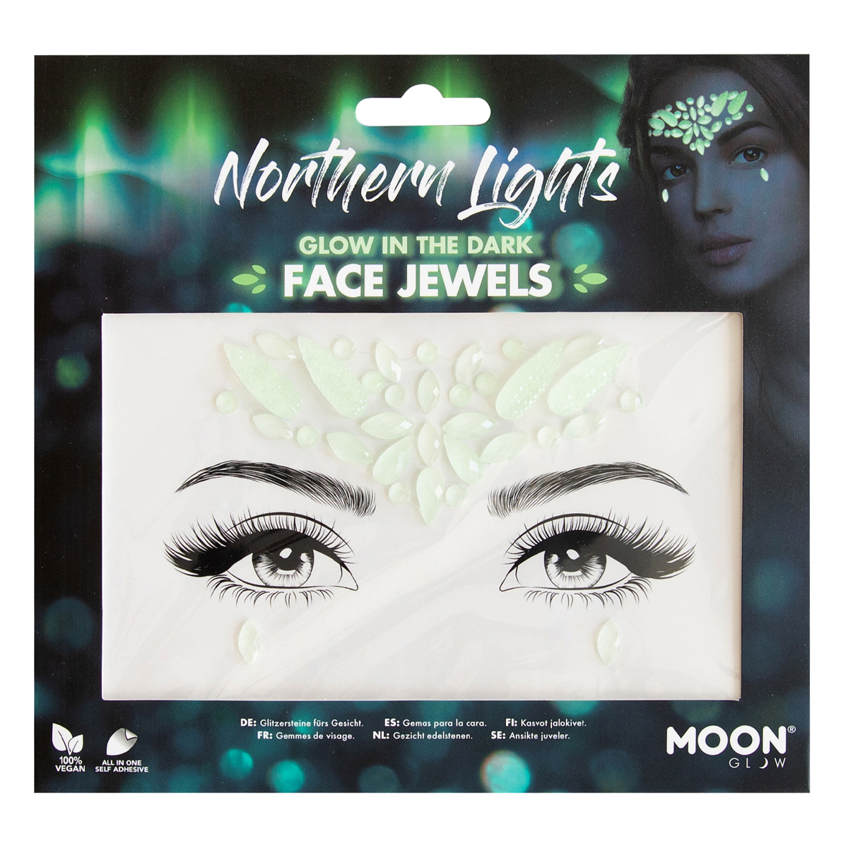 MOON CREATIONS M35 GLOW IN THE DARK FACE JEWELS - NORTHERN LIGHTS