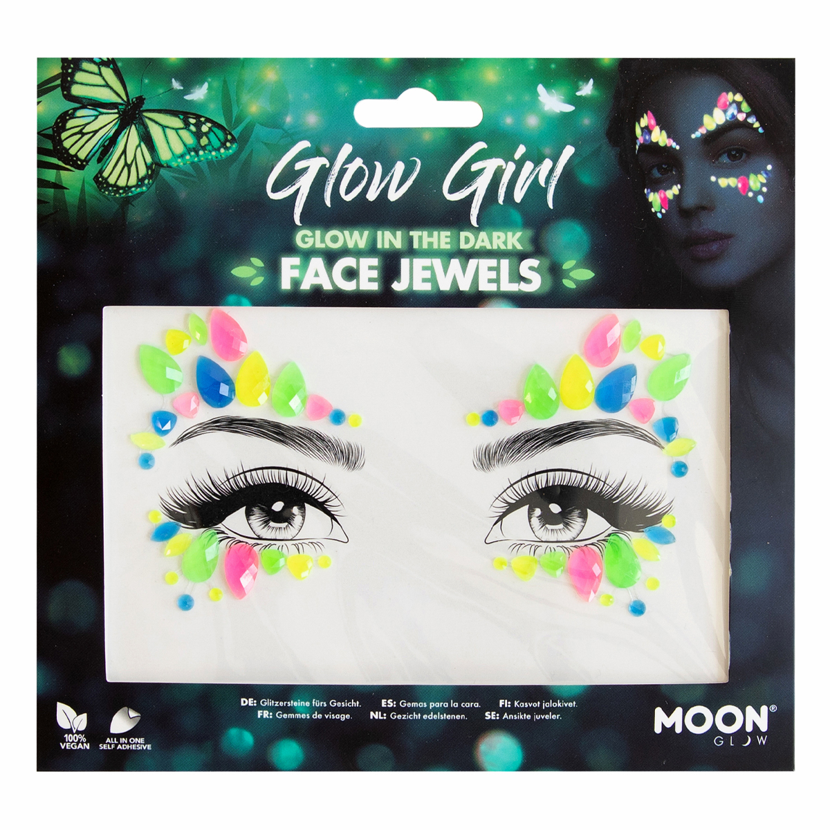 MOON CREATIONS M35 GLOW IN THE DARK FACE JEWELS - GLOW GIRL