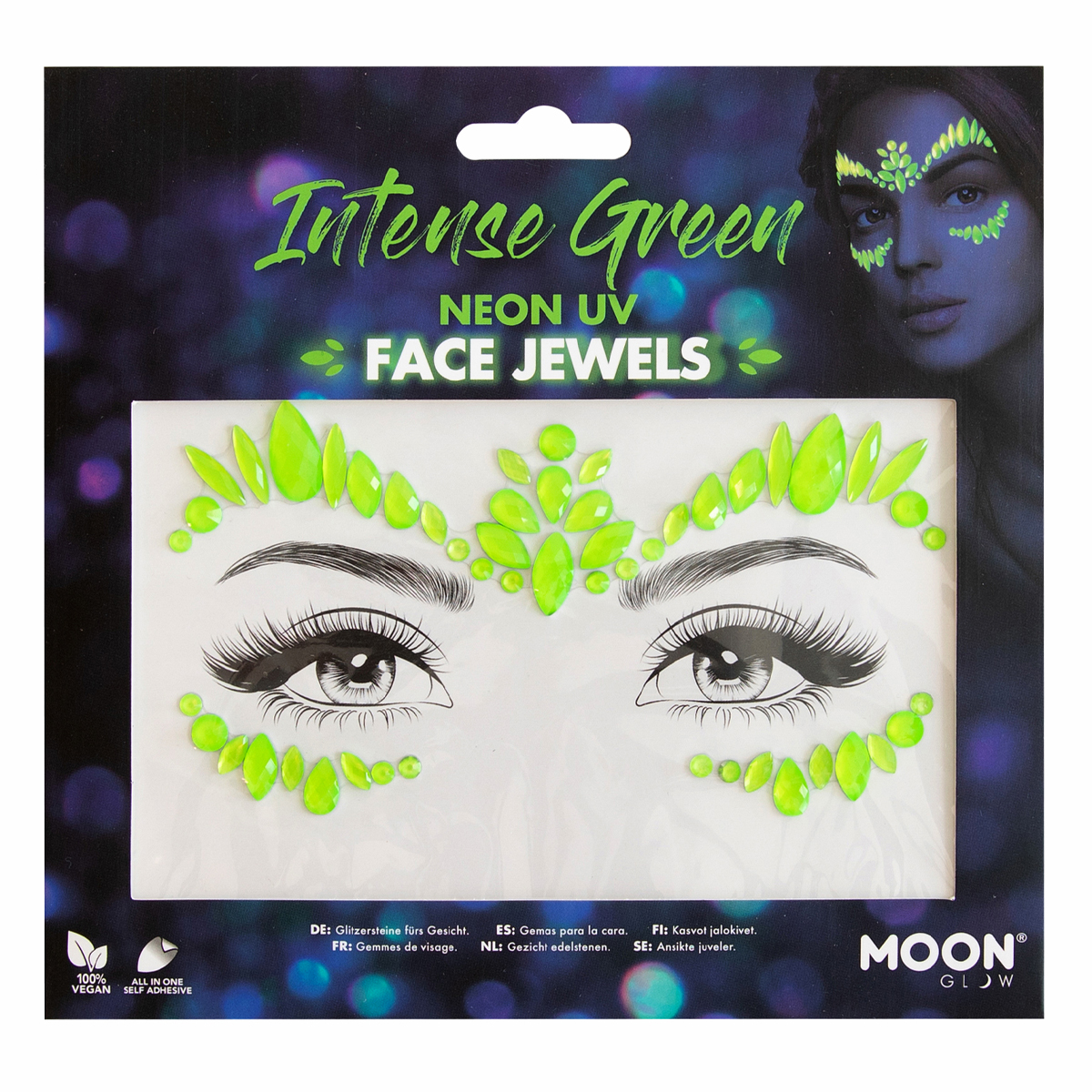 MOON CREATIONS M34 NEON UV FACE JEWELS - INTENSE GREEN