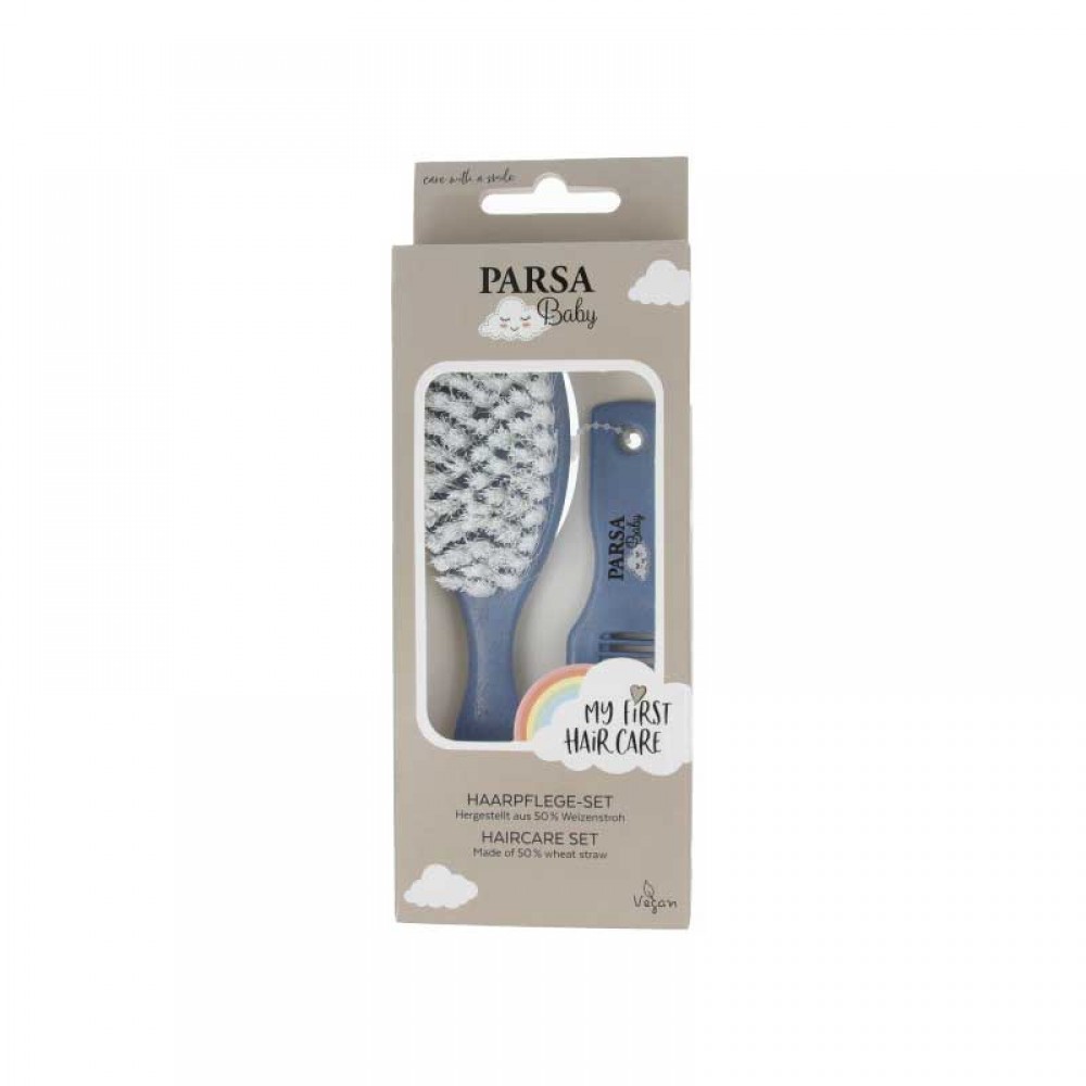 PARSA Baby Care Set, Brush and Comb, Blue