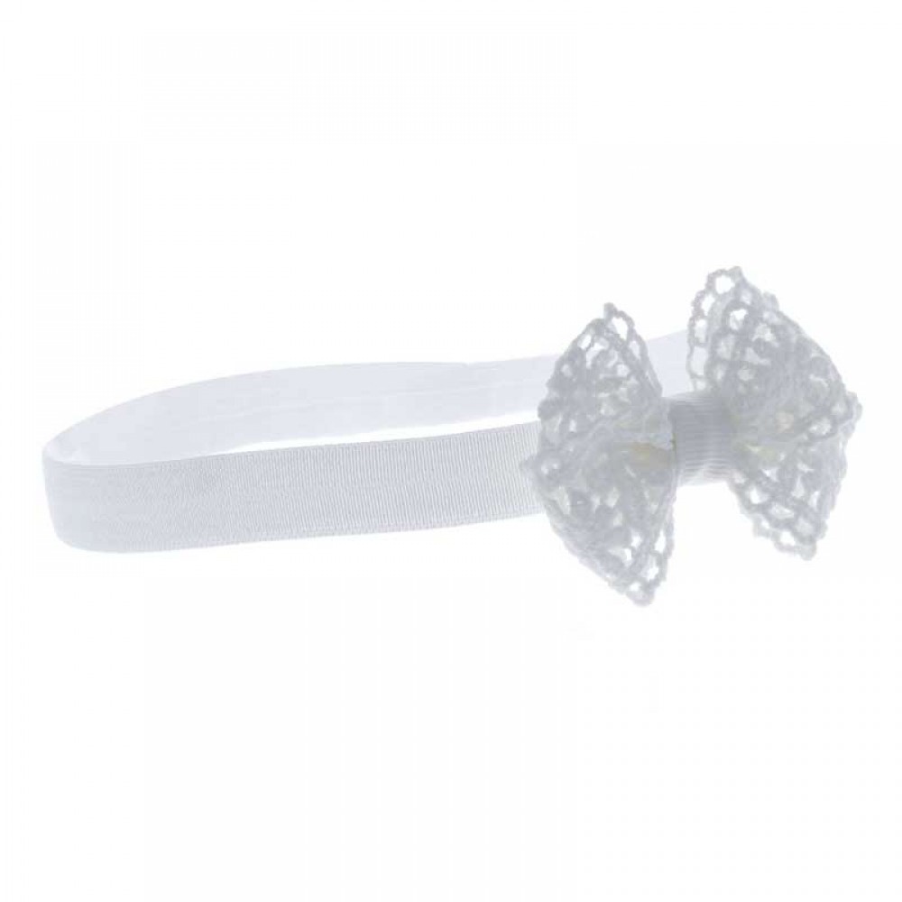 PARSA BABY HAIR BAND WHITE LACE WITH RIBBON 1PC