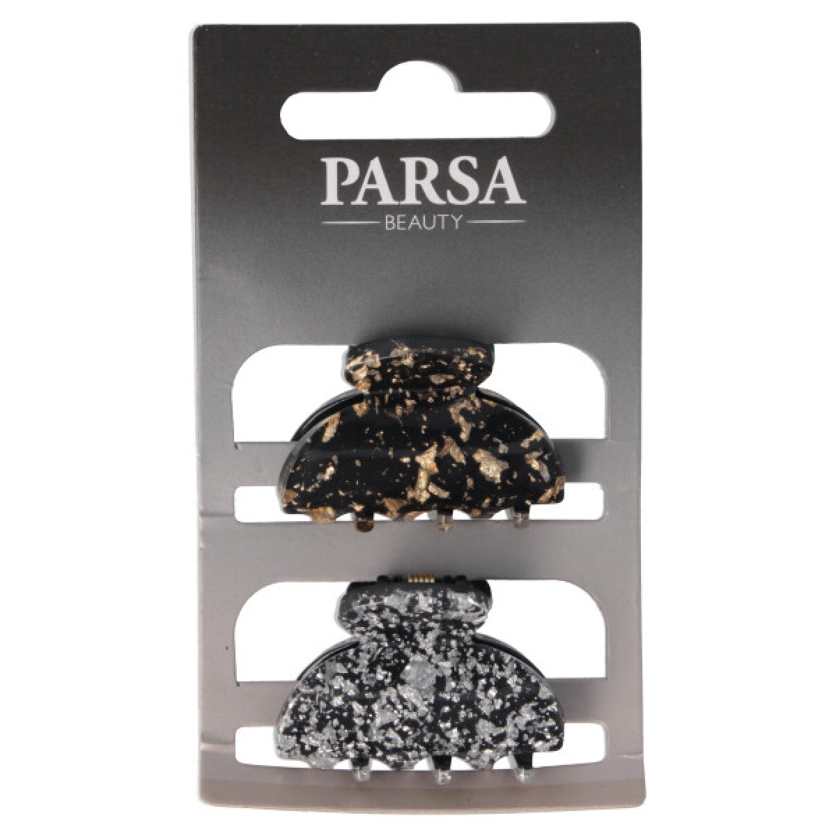 PARSA HAIR CLIP GOLD & SILVER PATTERNED 2pcs