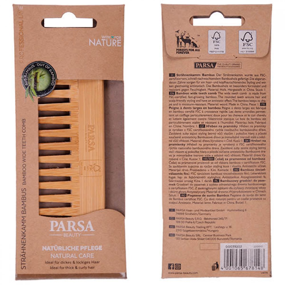 PARSA BAMBOO HAIR COMB WITH SPARSE TEETH
